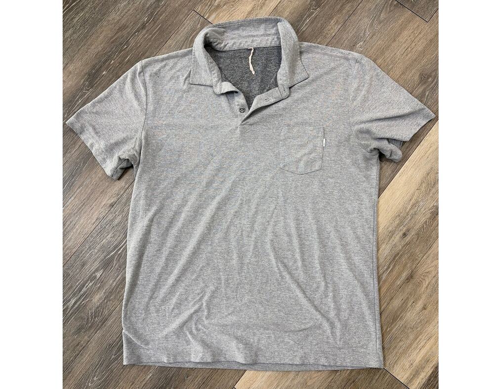 Vuori Polo Shirt Mens XL Gray Short Sleeve Performance Casual Pocket
